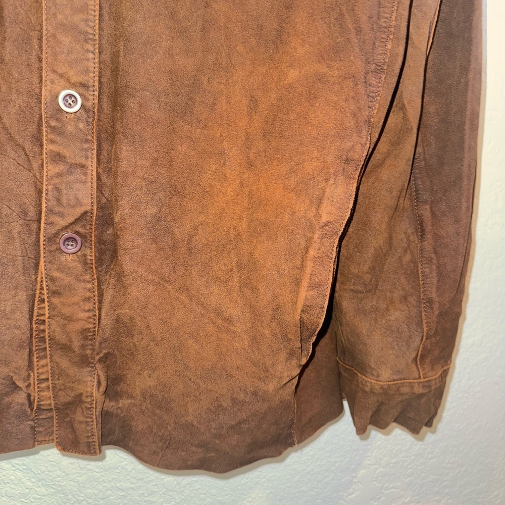 Patrick James 100% Genuine Leather Men’s Brown Button Down Jacket Shacket Size L - Picture 11 of 11